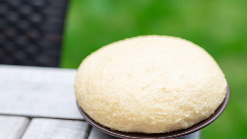 Fathead dough on a garden table.