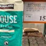 bag of kirkland signature coffee made by starbucks.