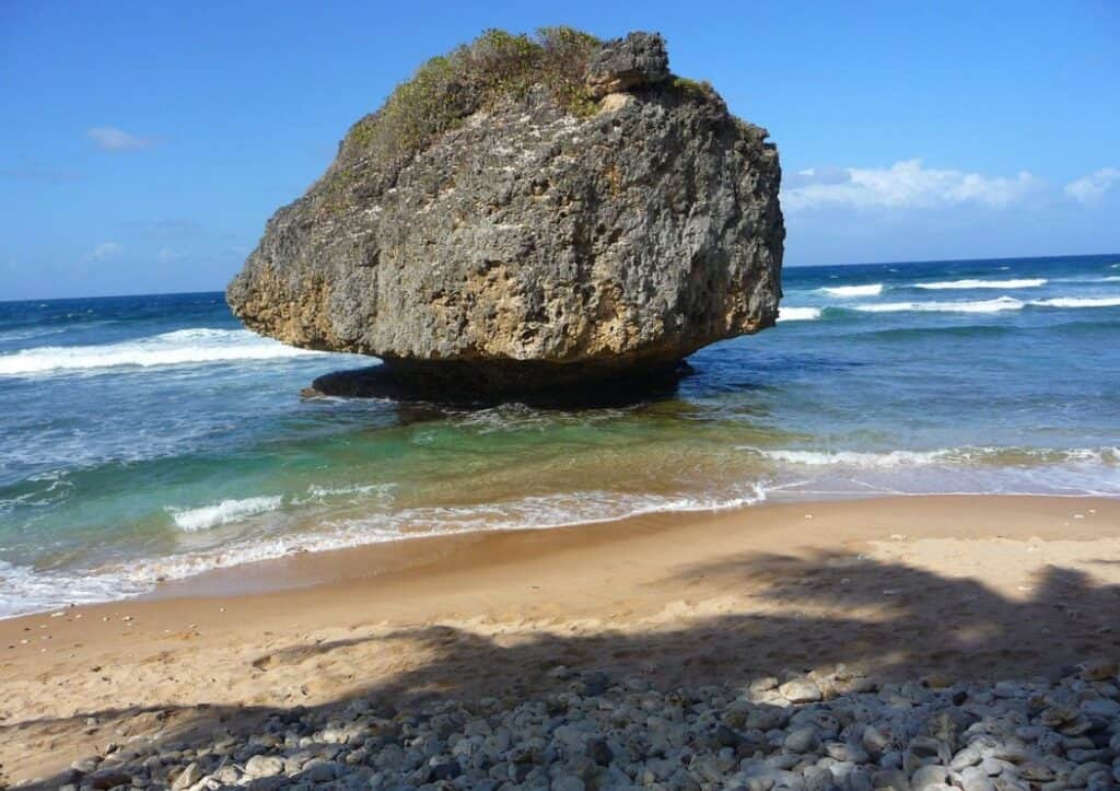 Rock at Bathsheba beach in Barbados