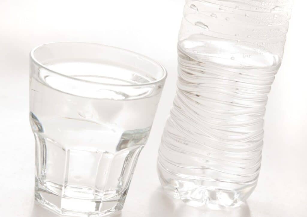Glass of pure bottled water.