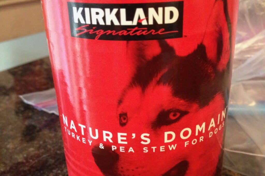 kirland signature costco brand dog food can.