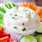 Easy 3-Ingredient Onion Dip with vegetable sticks