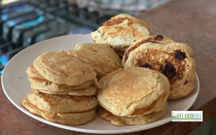 Almond milk pancakes on a plate.