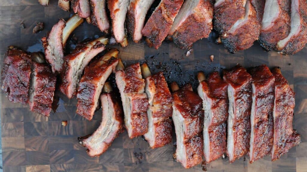 Platter of baby back ribs.