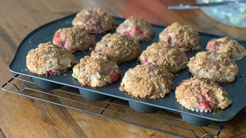 Fresh Homemade Muffins with Streusel Topping.