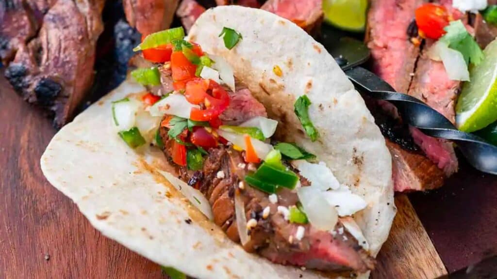 Flank steak taco.