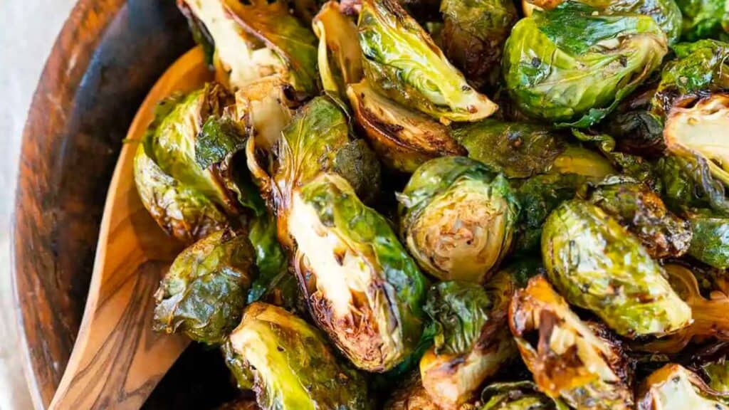 bowl of crispy brussels sprouts.