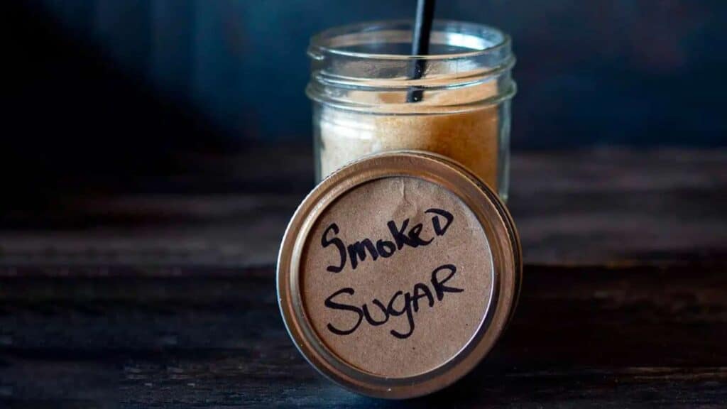 Jar of smoked sugar.