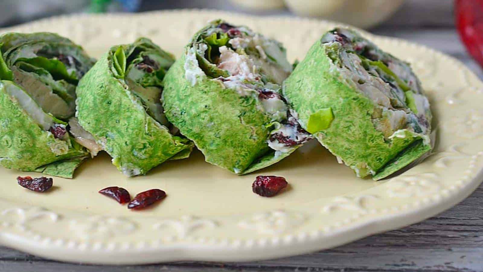 Turkey cranberry spinach wraps.