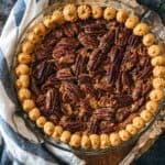 overhead view of pecan pie