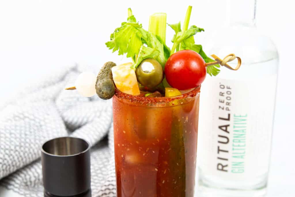 garnishes on a virgin Bloody Mary.