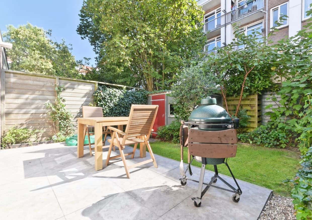 Grill in the backyard in an urban landscape. 