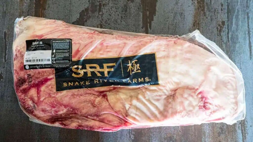 Wrapped whole Snake River Farms Brisket.