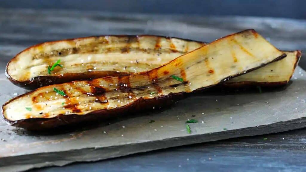 Platter of grilled Japanese eggplant.