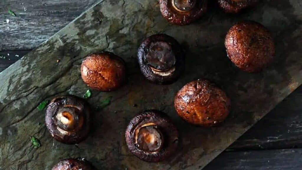 Platter of grilled mushrooms.