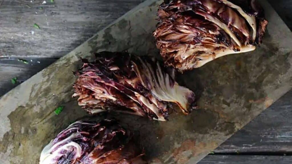 Platter of grilled radicchio.