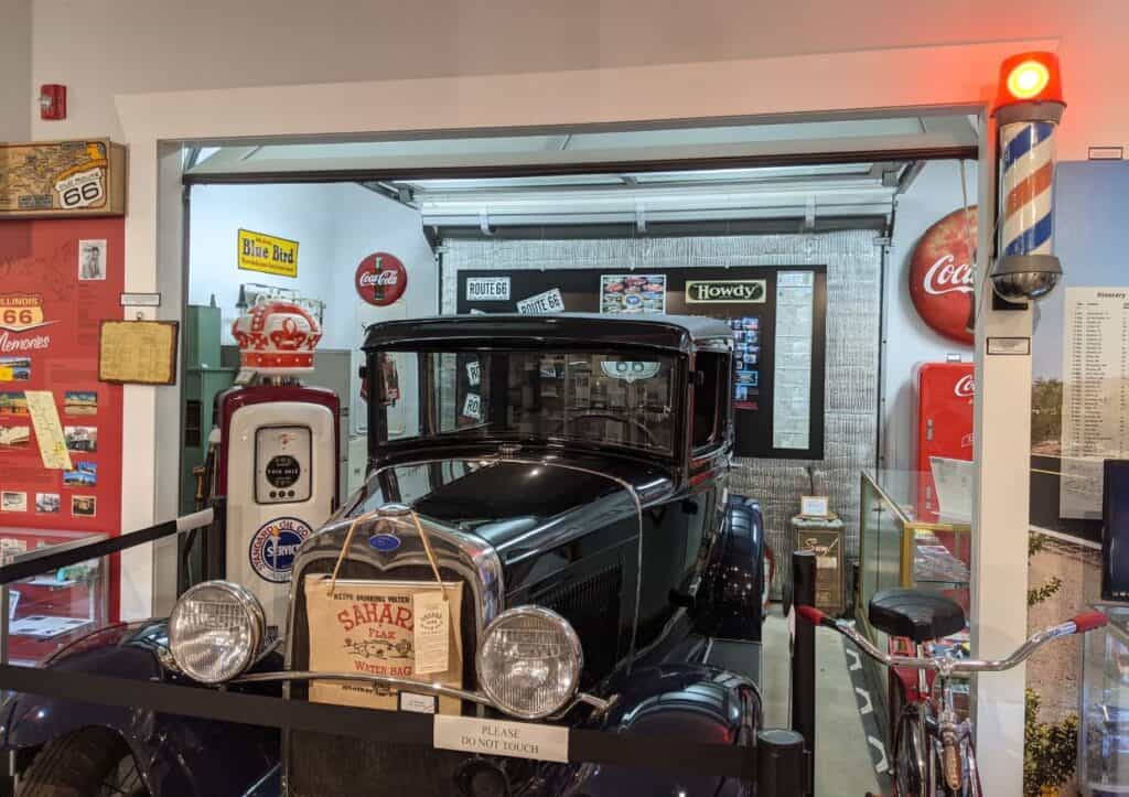 A historic automobile on display at the Litchfield Museum.