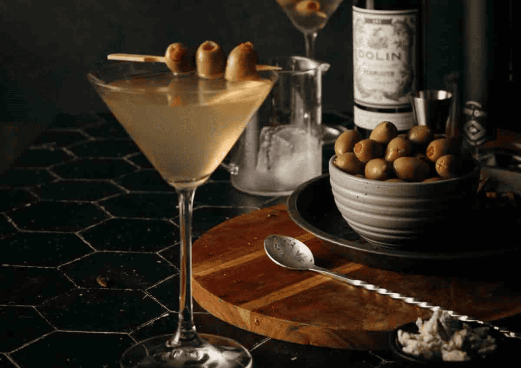 Martini in cocktail glass.