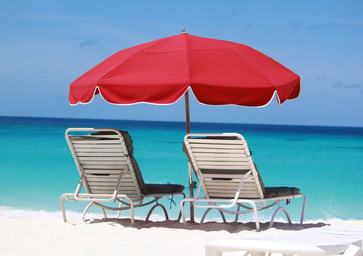 Anguilla beach with chairs.
