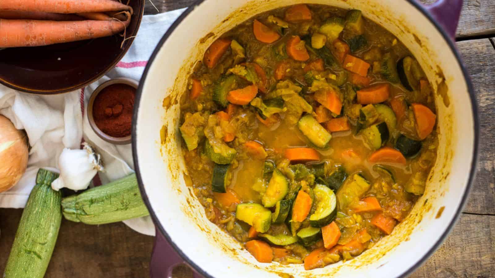 Big pot of carrot zucchini curry.