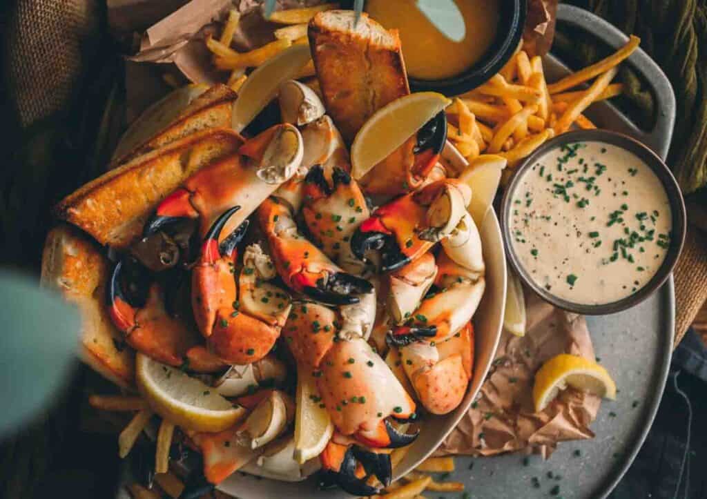 Stone crabs on a platter.