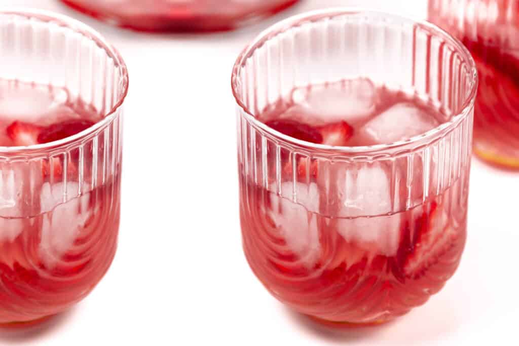 Two glasses of Strawberry Rosé Sangria.