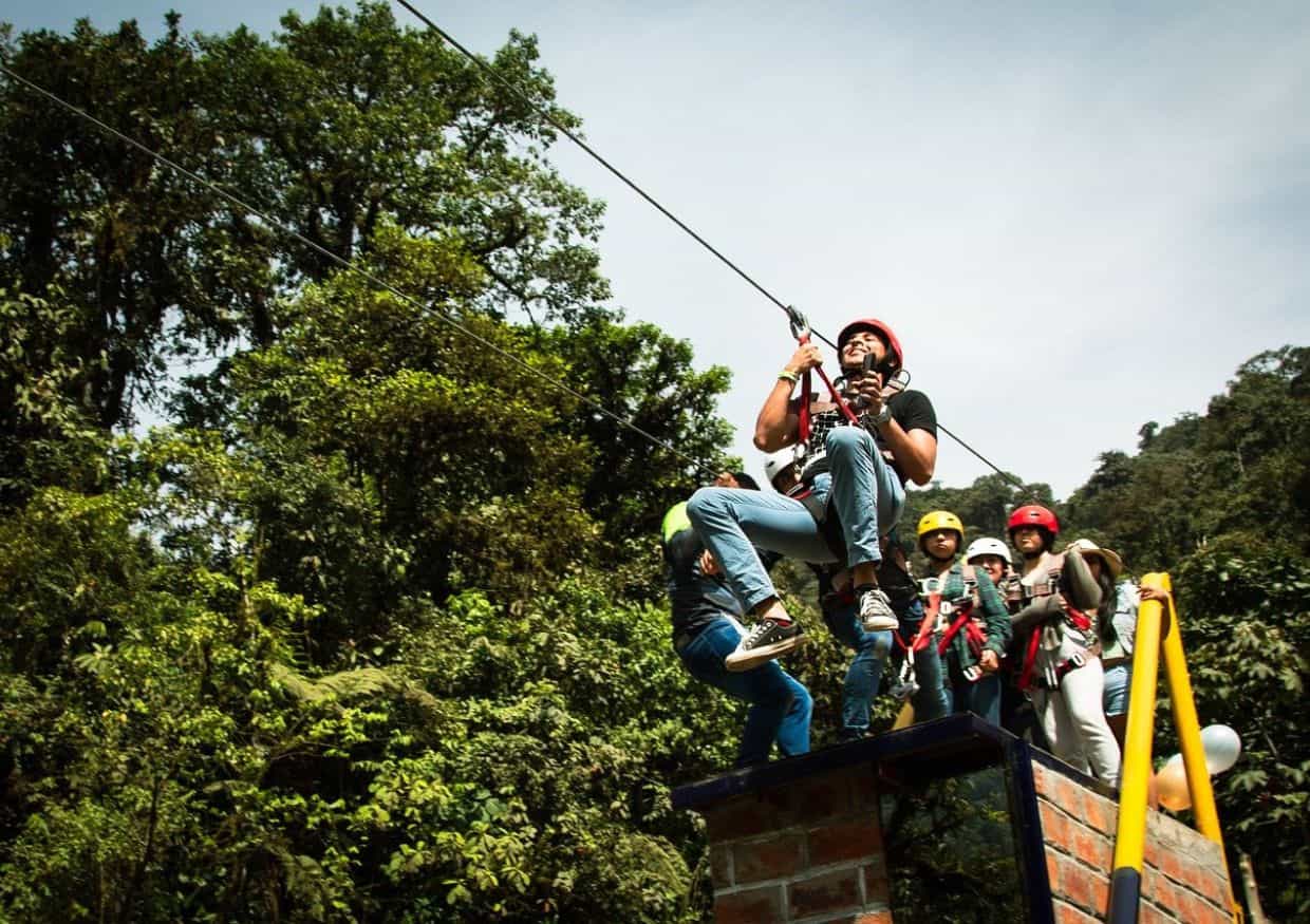 Zip lining.