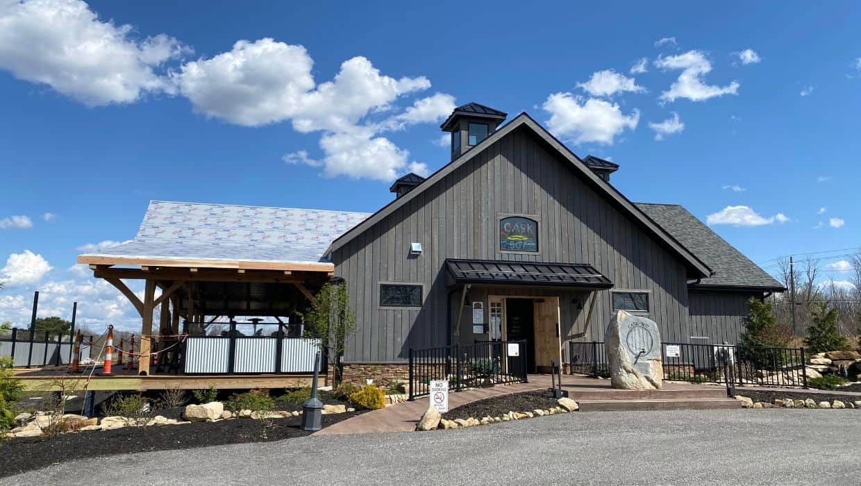 Cask 307 Winery exterior of a building with a gray roof.