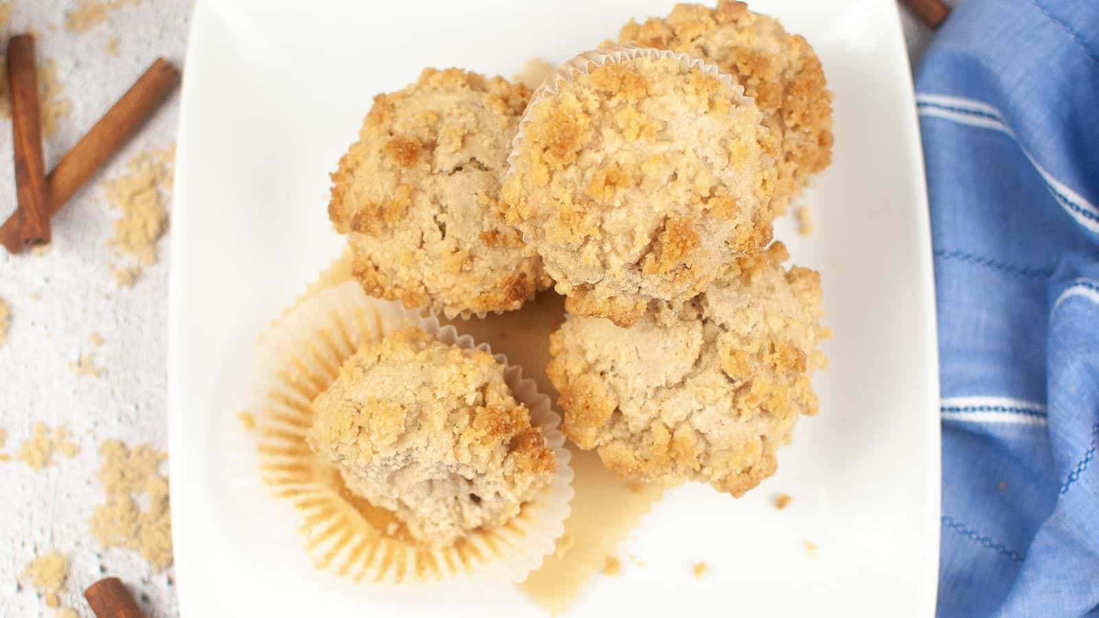 Cinnamon sourdough discard muffins on a plate.