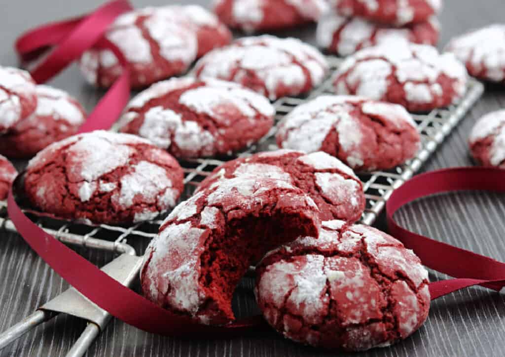 Red velvet crinkle cookies.