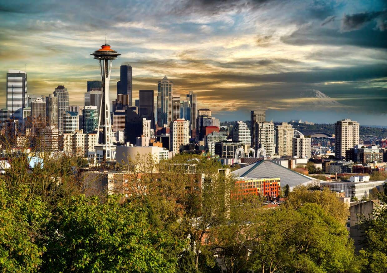 Things to do in Seattle: enjoy the breathtaking sunset over the city's skyline.