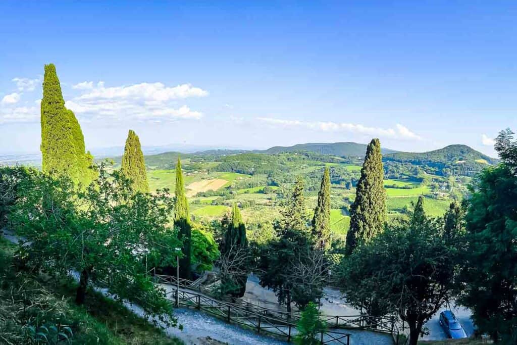 A view of Tuscany from the top of a hill.