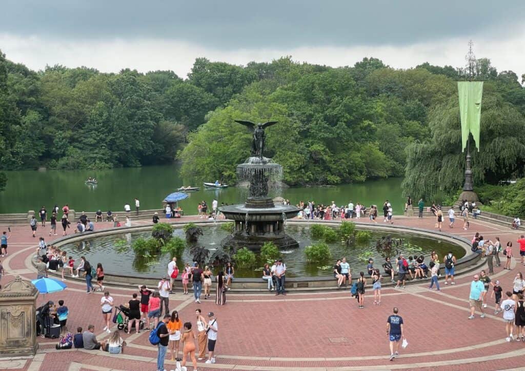 View of the Bethesda Fountain in Central Park NYC.