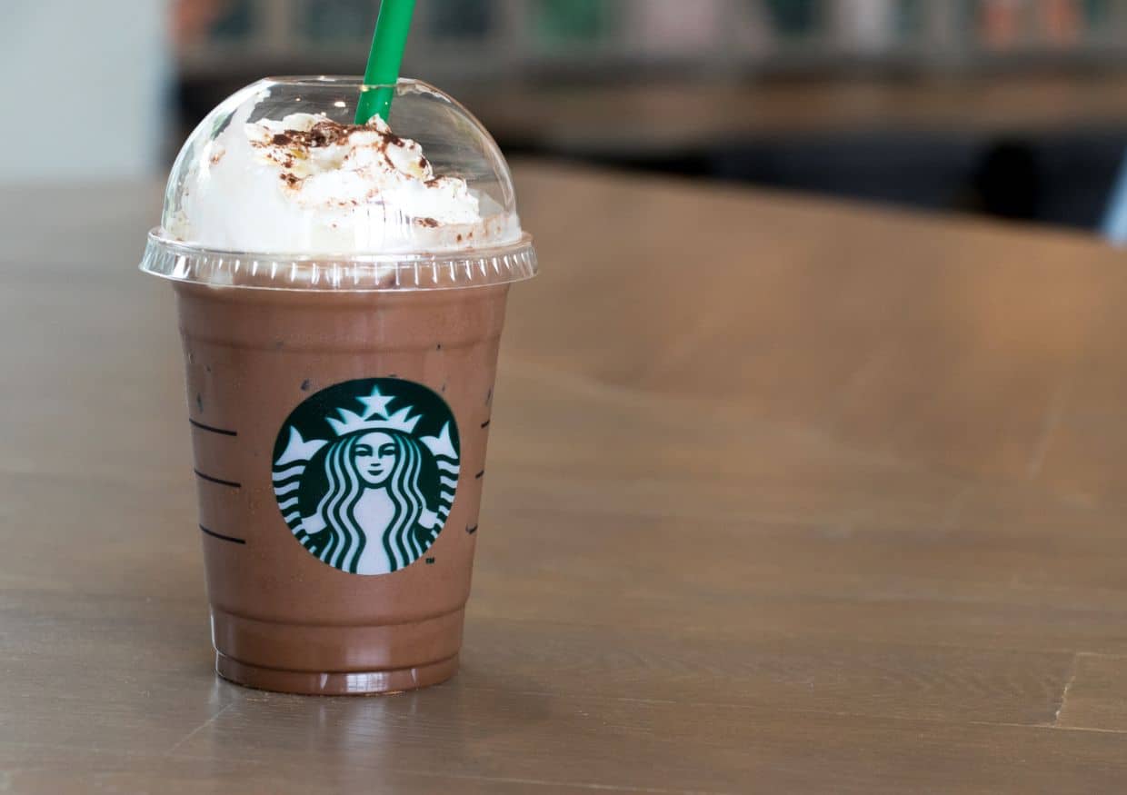 A secret Starbucks drink with whipped cream and chocolate syrup.
