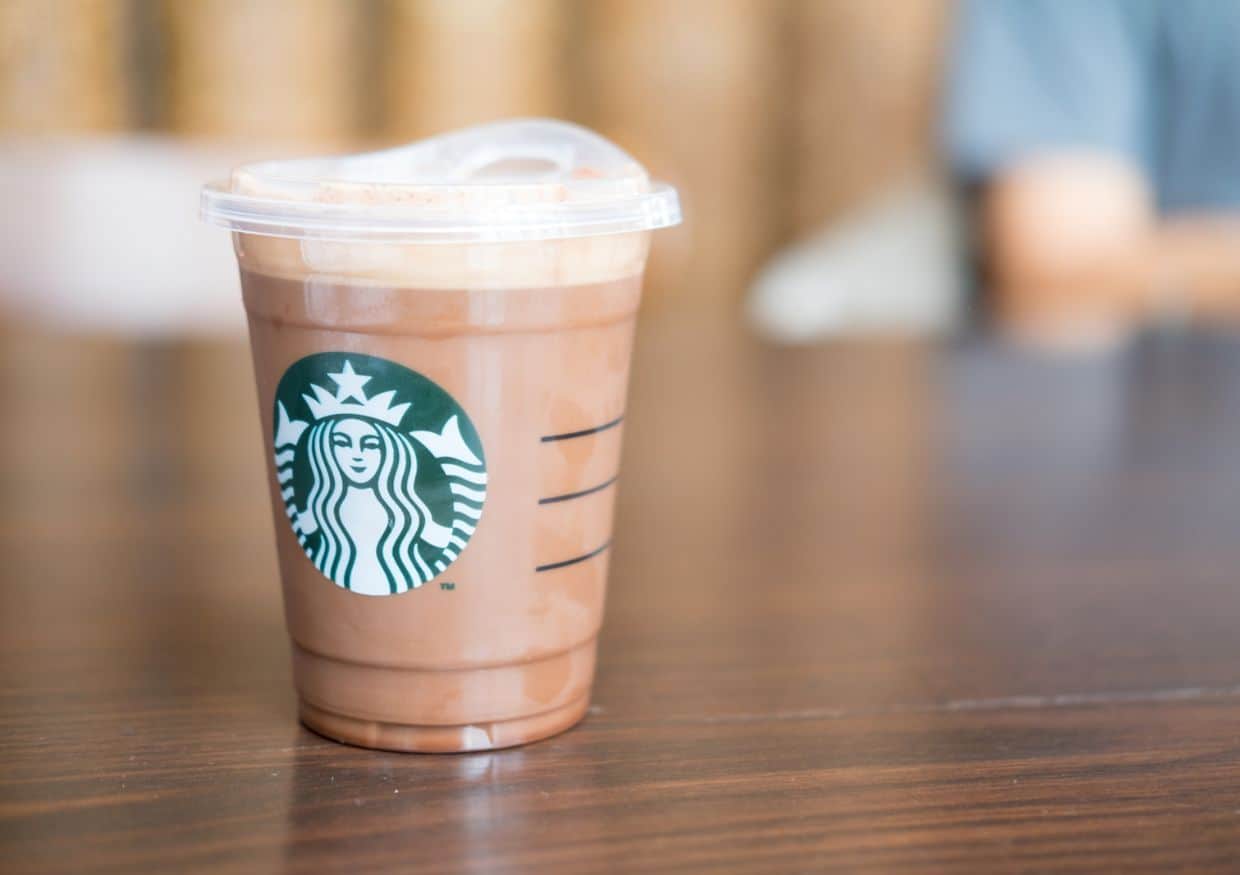 A cup of Starbucks chocolate milk.