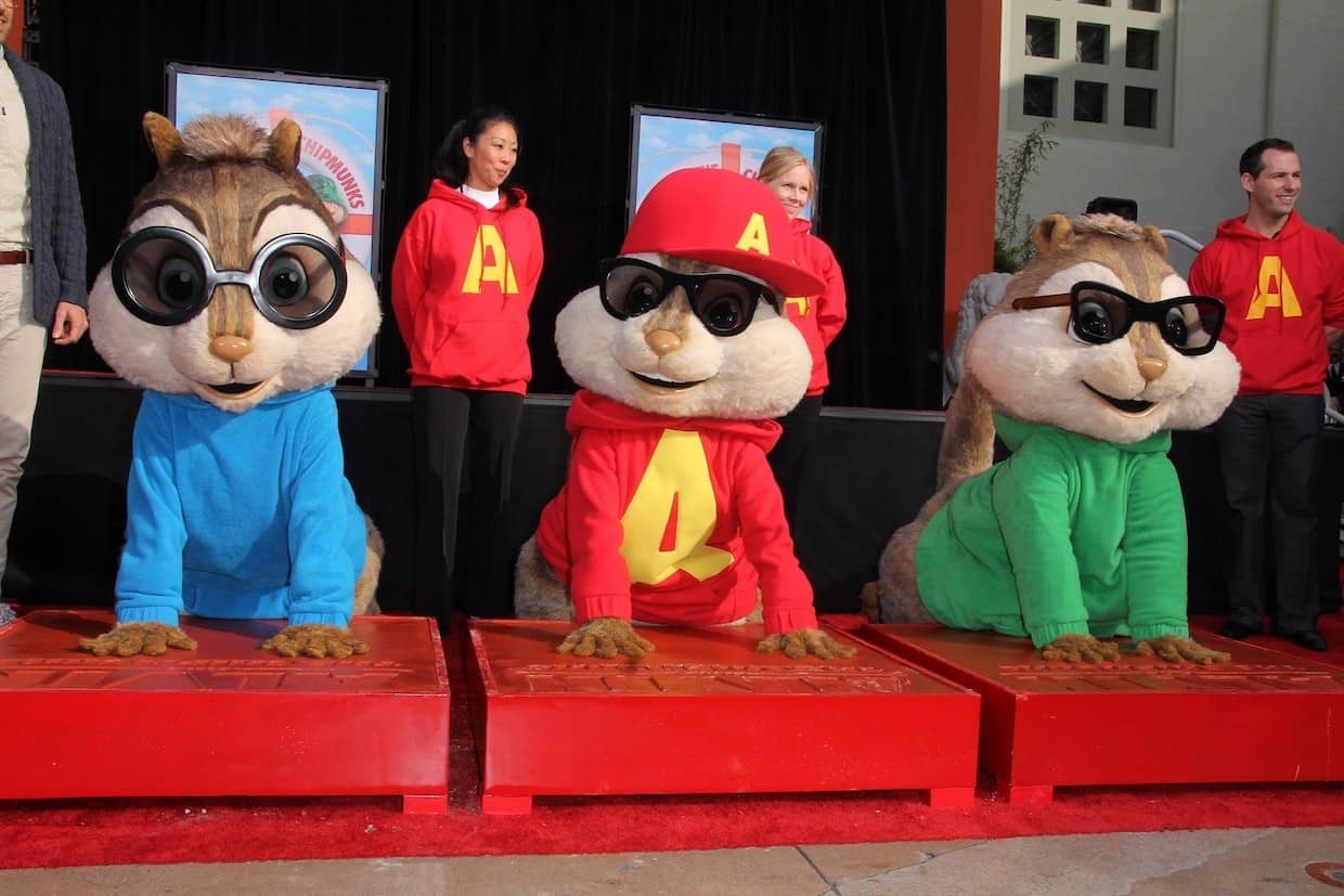 Alvin and the chipmunks at the Hollywood walk of fame.