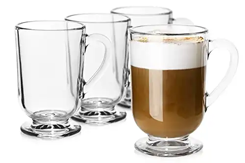 LUXU Irish Glass Coffee Mugs Set of 4