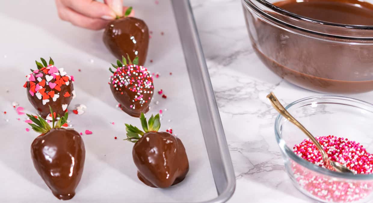 Chocolate covered strawberries for valentine's day.