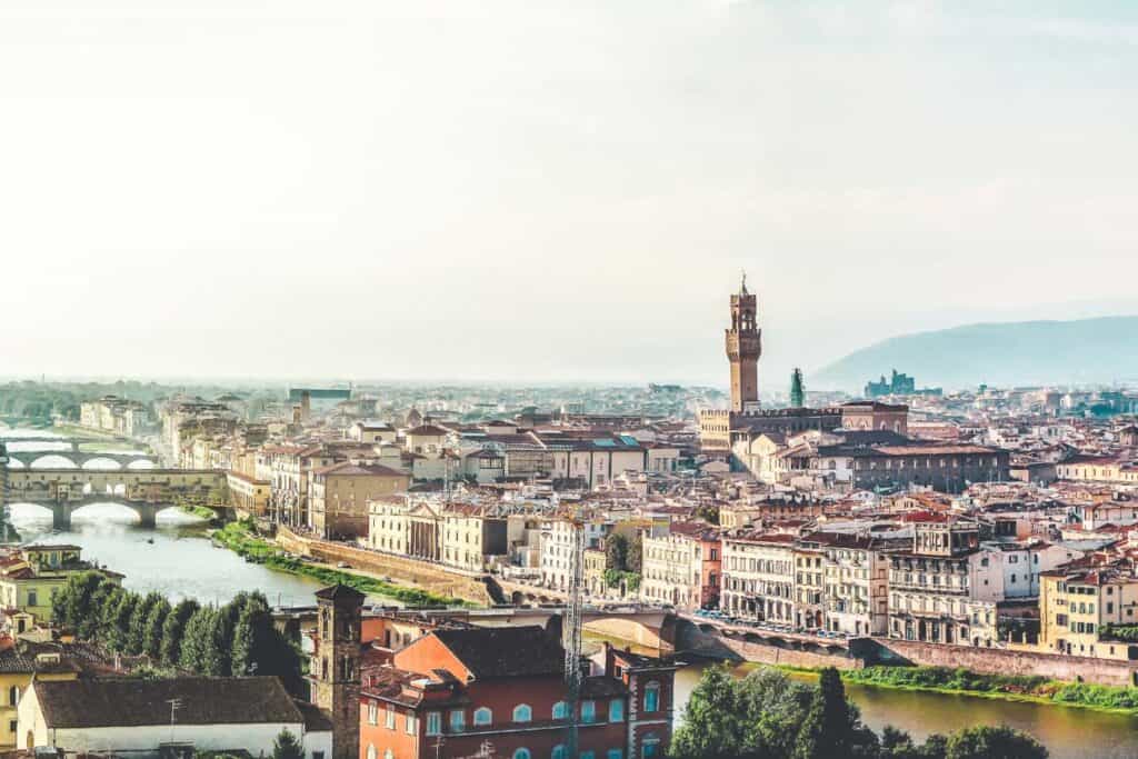 An aerial view of the city of Florence, italy.