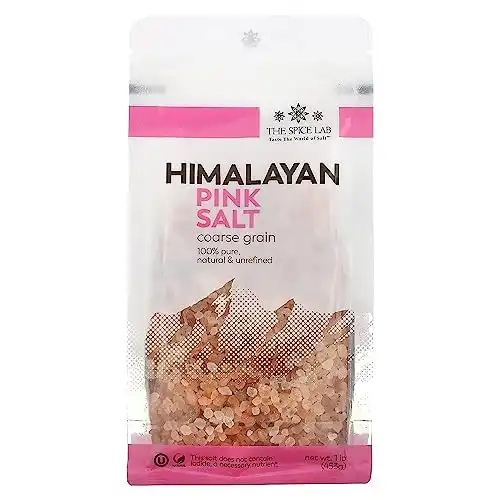 The Spice Lab Himalayan Salt - Coarse 1 Pound - Pink Himalayan Salt is Nutrient and Mineral Dense for Health - Gourmet Pure Crystal Kosher & Natural Certified