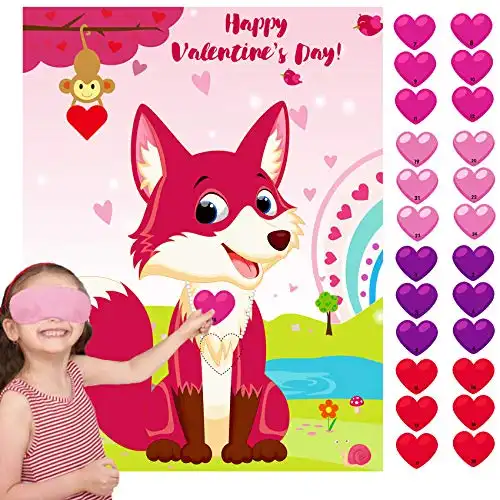 Joy Bang Valentines Games for Kids Pin The Heart on The Fox