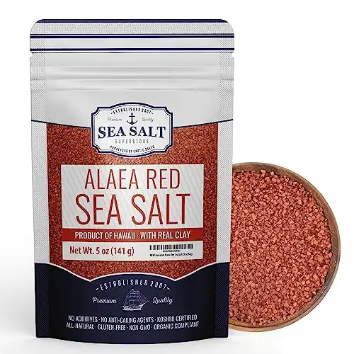 Alaea Red Hawaiian Sea Salt, Red Finishing Salt to Add Color to Any Dish, Made with Alaea Clay, 5 oz Pouch - Sea Salt Superstore