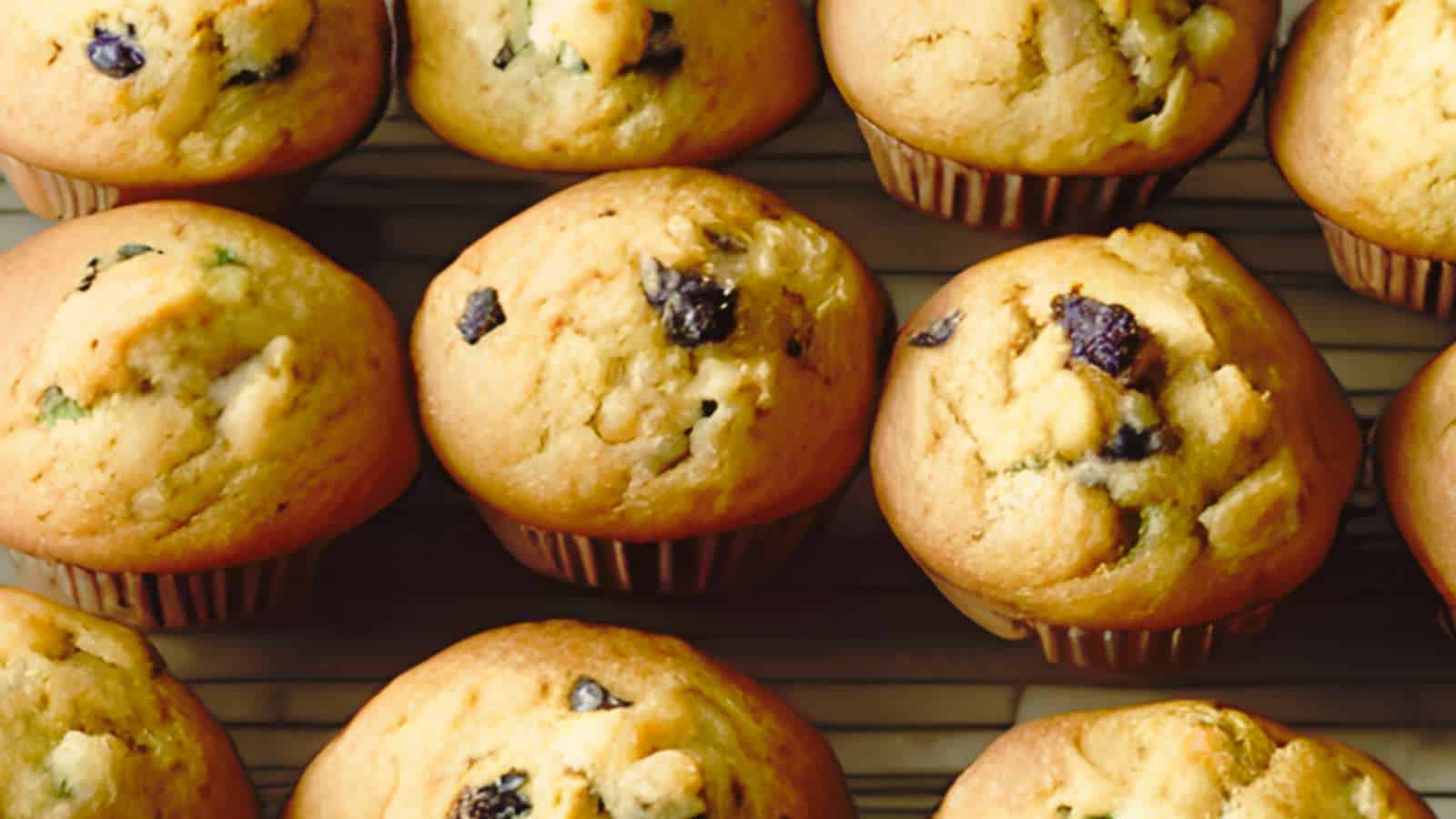 Pumpkin muffins with chocolate chips on a cooling rack.