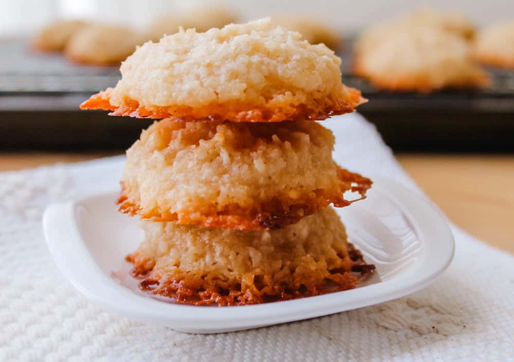 A stack of coconut macaroons.