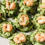 Shrimp and guacamole stuffed cucumbers.