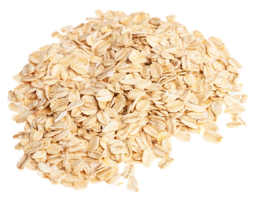 A pile of oats on a white background.