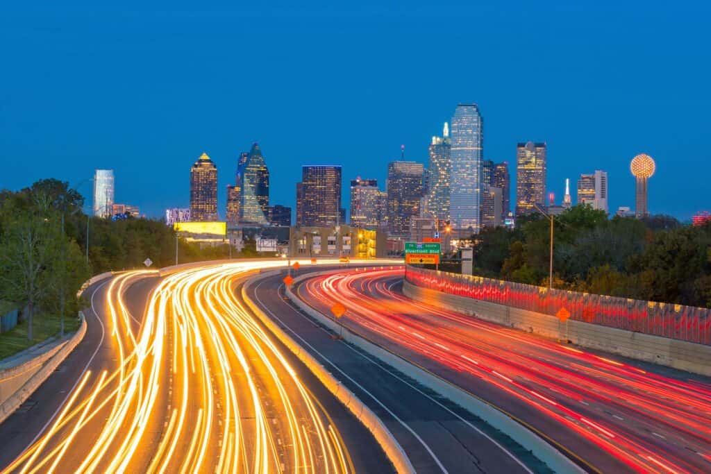 Dallas downtown skyline at twilight, Texas USA.