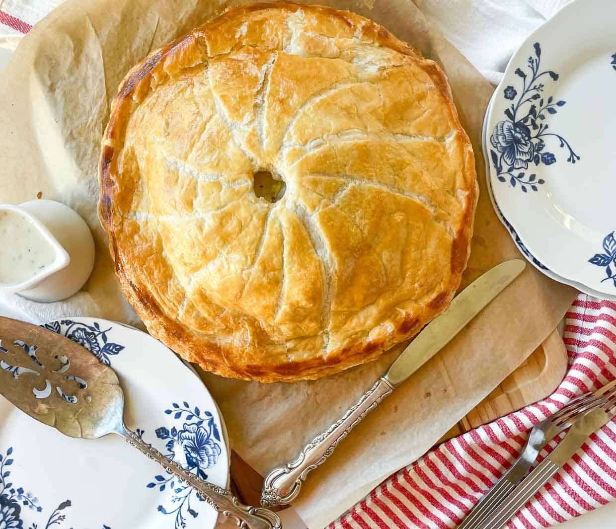 A potato pie in puff pastry.