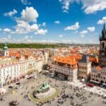 A view of the old town square in Prague, one of the cheapest travel destinations in Europe.