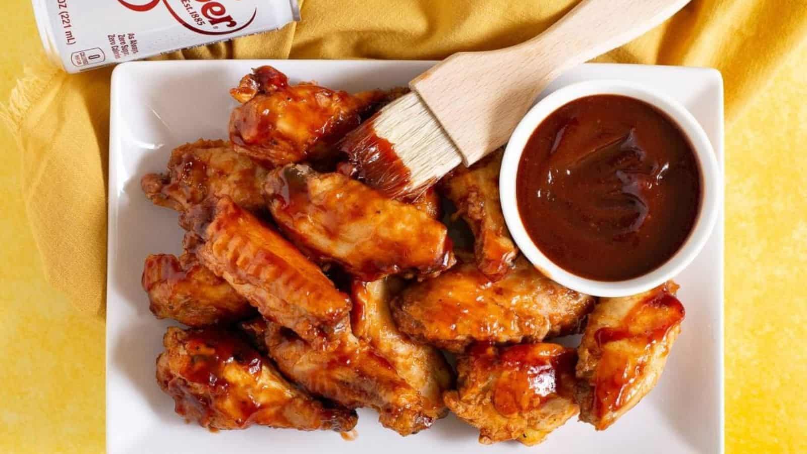 BBQ Chicken Wings cooked with a 3-ingredient crockpot recipe.